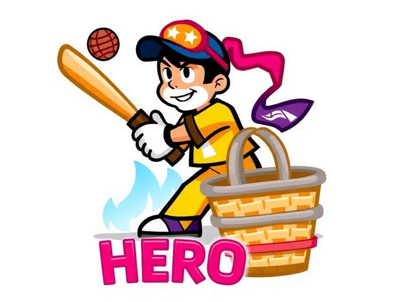 Basket Cricket Hero Logo